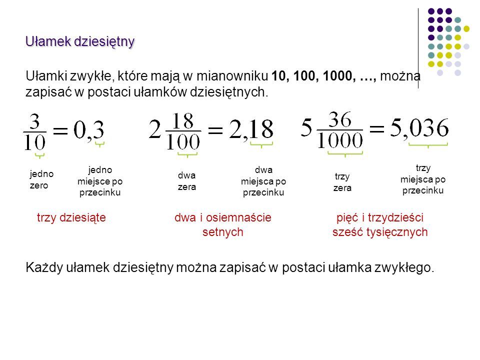 Zajęcia w klasie IV - Ułamki dziesiętne. | Genially