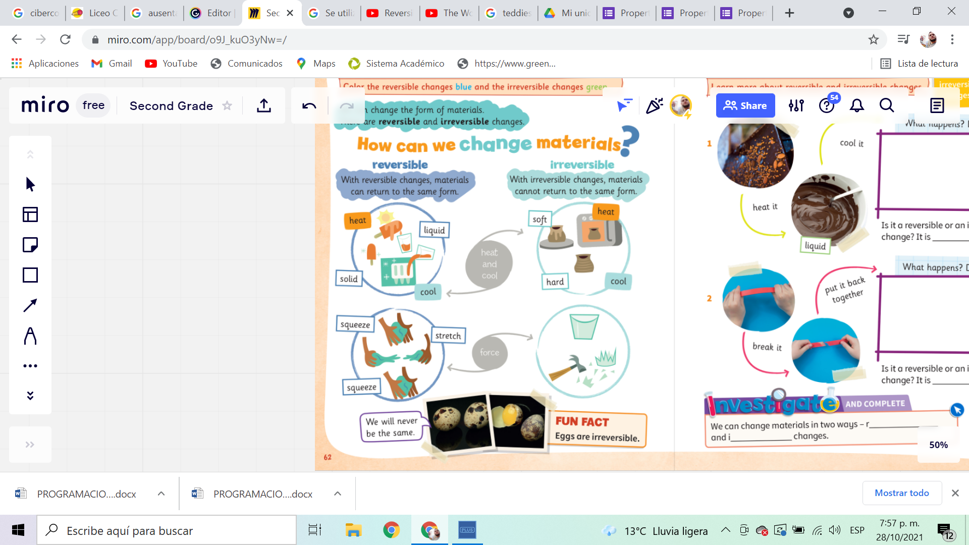 Reversible - Irreversible - Second Grade | Genially