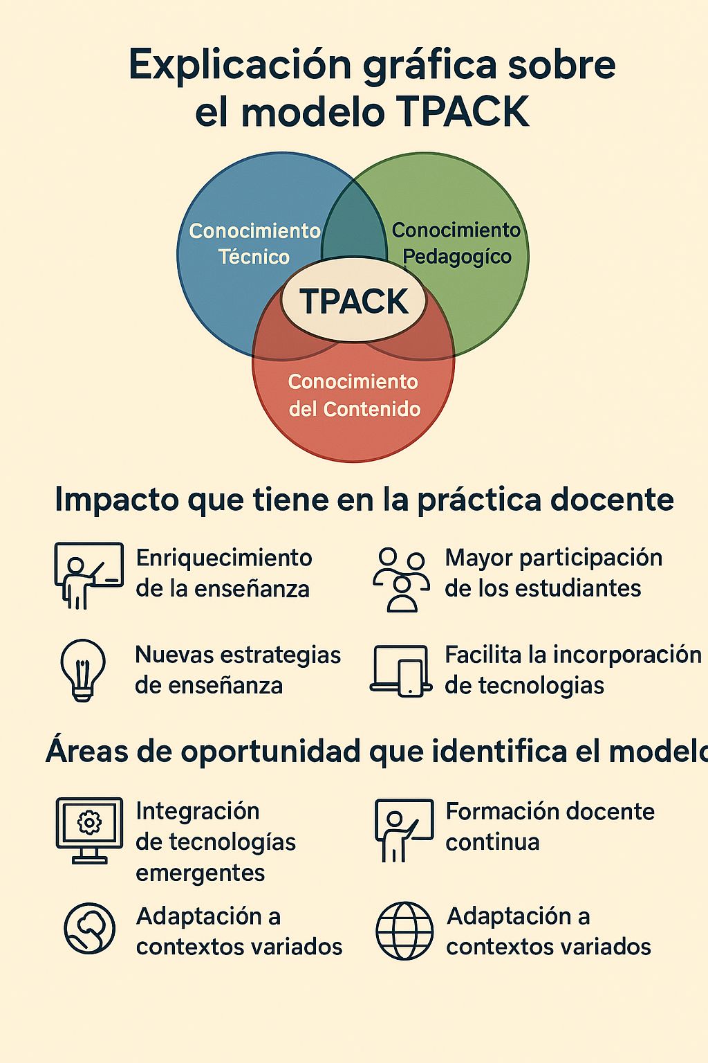 Infografía sobre el modelo TPACK. | Genially